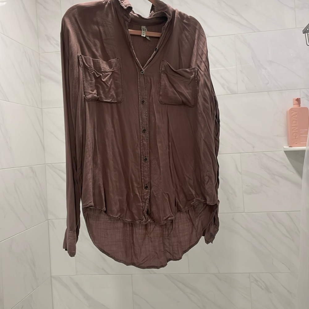 Plum button down long sleeve